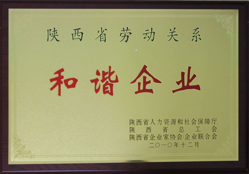陜西省勞動關(guān)系和諧企業(yè)