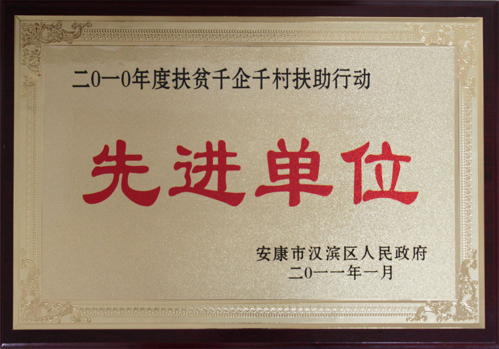 2010年漢濱區(qū)扶貧千企千村扶助行動先進(jìn)單位